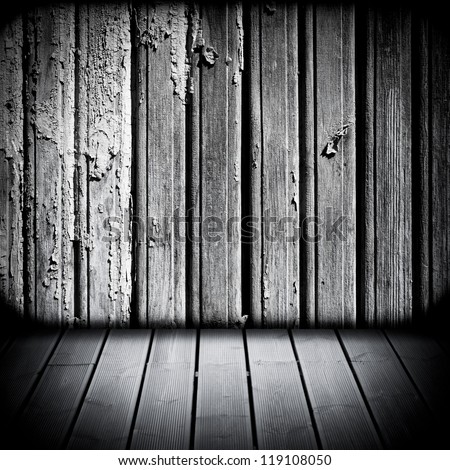 Wood textured panels used as background. Room covered with wooden planks. Wooden walls and floor.