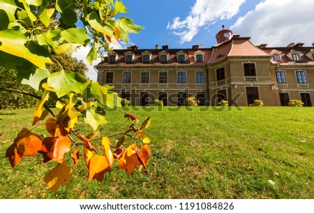 The chateau park in autumn. Chateau Rajec nad Svitavou.