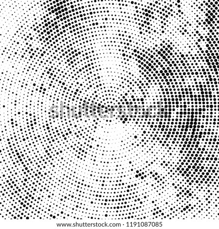 Radial halftone texture is black and white. Vector monochrome pattern