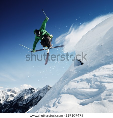 Jumping skier Royalty-Free Stock Photo #119109475