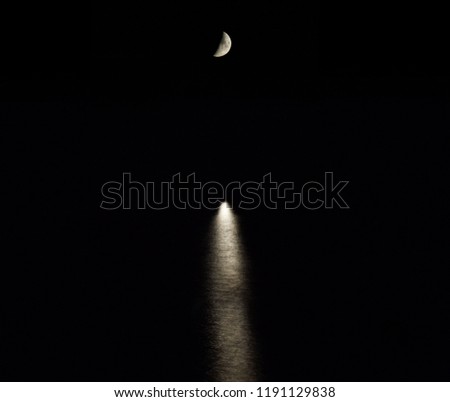                                moon and reflection over lake
