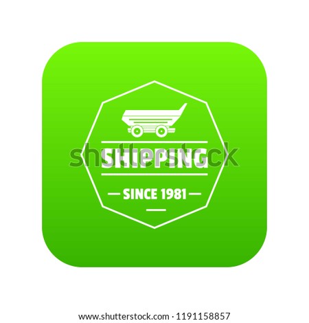 Shipping service icon green vector isolated on white background