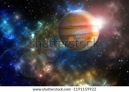 jupiter planet in the colorful starry universe "Elements of this image furnished by NASA" Royalty-Free Stock Photo #1191159922
