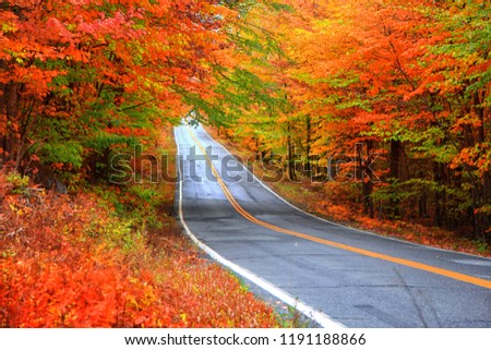 Beautiful rural Vermont drive in autumn time Royalty-Free Stock Photo #1191188866