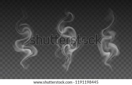 Vector set of realistic transparent smoke effects