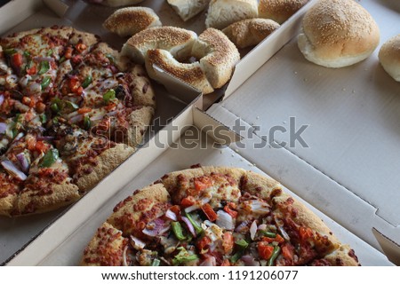 Pizza and bagel lunch