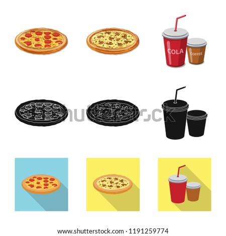 Isolated object of pizza and food logo. Set of pizza and italy vector icon for stock.