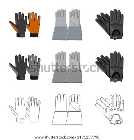 Vector design of glove and winter symbol. Set of glove and equipment vector icon for stock.