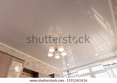 Stretch ceiling in the big room Royalty-Free Stock Photo #1191261616