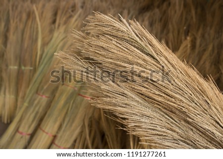 The background is made from dried grass.