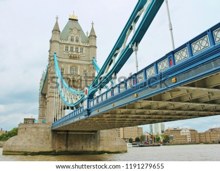 tower bride view across thames river London stock, photo, photograph, picture, image