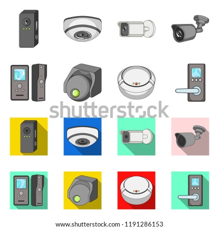 Vector illustration of cctv and camera icon. Set of cctv and system stock symbol for web.
