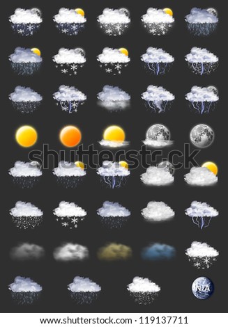 39 Weather Forecast Icons Set Royalty-Free Stock Photo #119137711