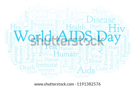 World AIDS Day word cloud, made with text only.