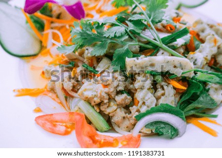 Thai pork sausage salad