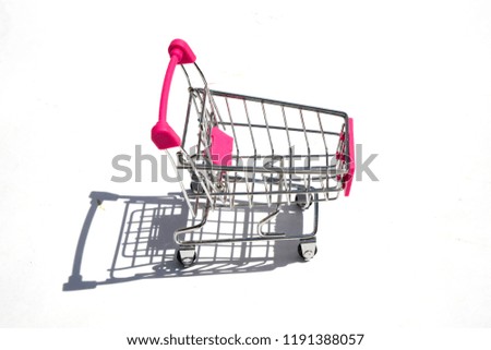 shopping cart isolated on white background, close up
