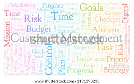 Customer Management word cloud, made with text only.