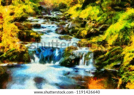 cascade creek oil painting