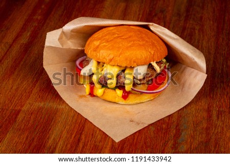 Homemade tasty burger with beef