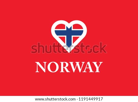 Norway national flag heart shape country emblem state symbol