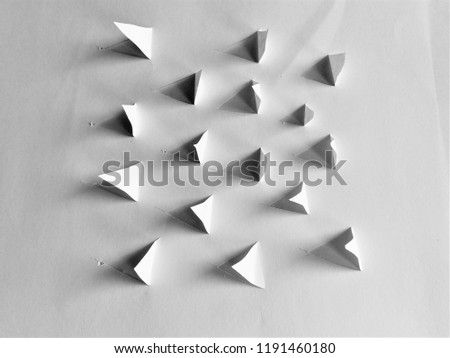 concept. abstract white paper composition with cut out triangles. Design artistic element for banner, print, template, cover, decoration. Artwork for text, logo, design.