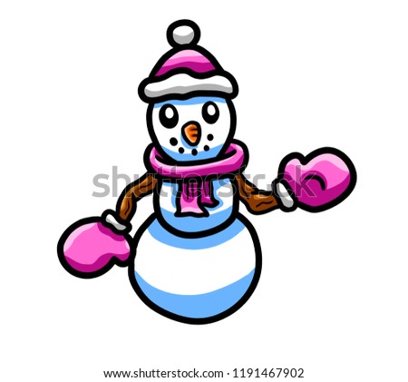 Digital illustration of a Happy Baby Snowman