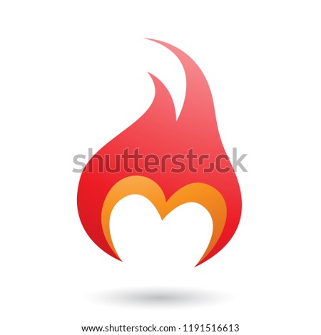Vector Illustration of Red Letter M Shaped Fire Icon isolated on a White Background