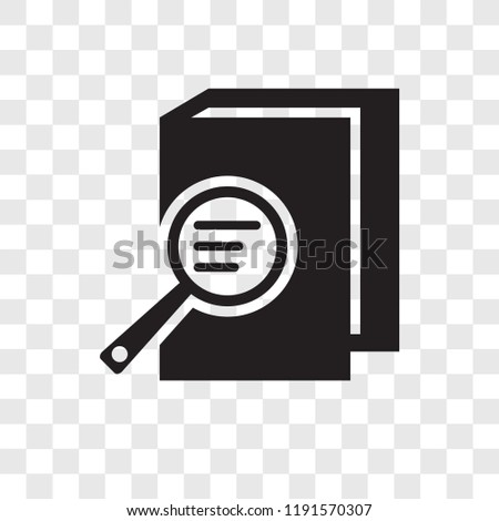 Book and magnifying vector icon isolated on transparent background, Book and magnifying transparency logo concept