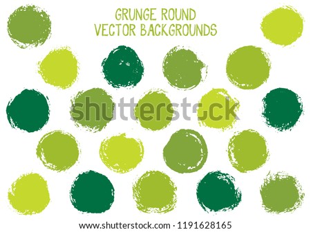 Vector grunge circles. Cool watercolor stamp texture circle scratched label backgrounds. Circular tag, chalk logo shape, round button elements. Grunge round shape banner backgrounds set.
