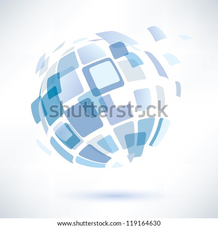 abstract globe symbol, isolated vector icon, internet and social network concept