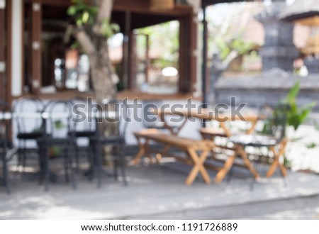 Blurred background of street cafe in loft style. It is empty