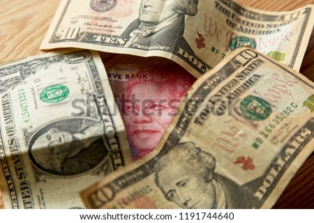 Rand to the dollar currency exchange concept image. 