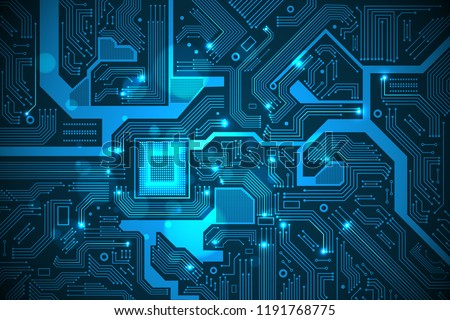 High tech electronic circuit board vector background. Royalty-Free Stock Photo #1191768775
