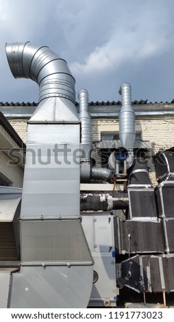 Ventilation. Ventilation pipes with grille. Ventilation system. Photo ventilation pipe