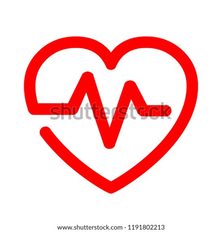 Heart pulse icon, one line, cardiogram sign, heartbeat - stock vector