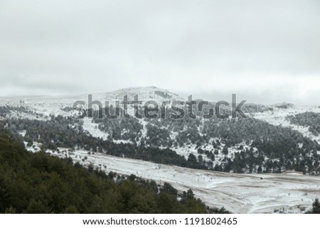 Frozen landscape Valdelinares mountains in winter Teruel Aragon Spain
