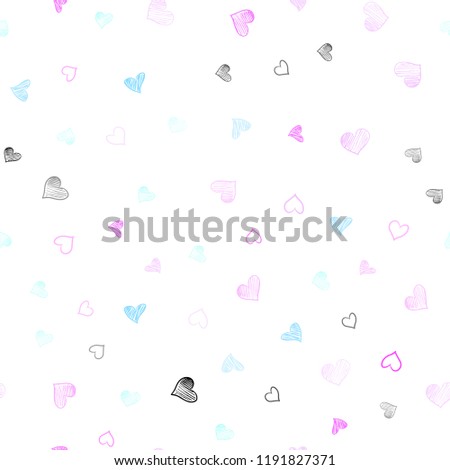 Light Pink, Blue vector seamless texture with lovely hearts. Hearts on blurred abstract background with colorful gradient. Pattern for marriage gifts, congratulations.