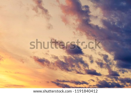 Sky and clouds with effect of pastel colored. Skyline on the sunset 
