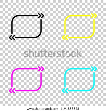 Text quote rectangle. Simple icon. Colored set of cmyk icons on transparent background