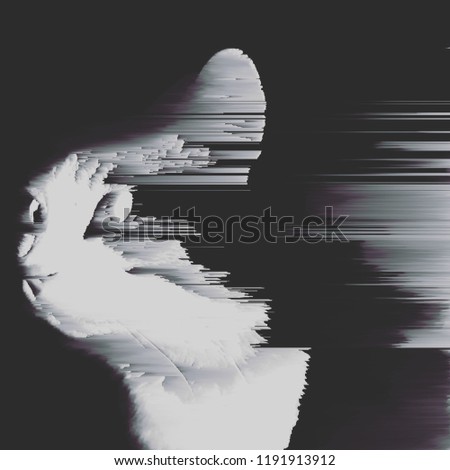 Glitch art, LED analog TV test, texture screen, paranormal background, cat