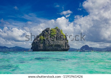 small hidden beaches in the rocks, in the tropical paradise of the Philippines island of Palawan