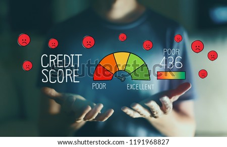 Poor credit score with young man in the night