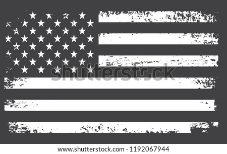 Vintage American flag.Grunge black and white USA flag.EPS 10.
