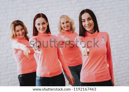 Happy Girl Smile Together. Help and Support People with Cancer. Lady in Pink Blouse. Caucasion People Smile Together and Support People with Cancer. Cancer with People. Style Women Fashion Female..