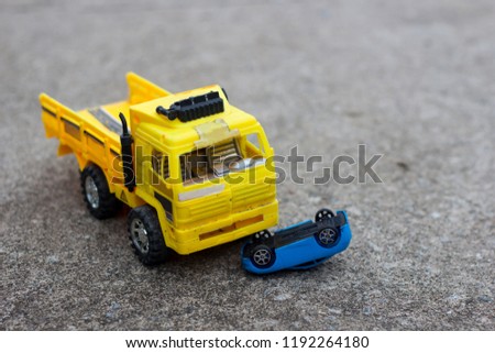 (Model) Car accident on top view.