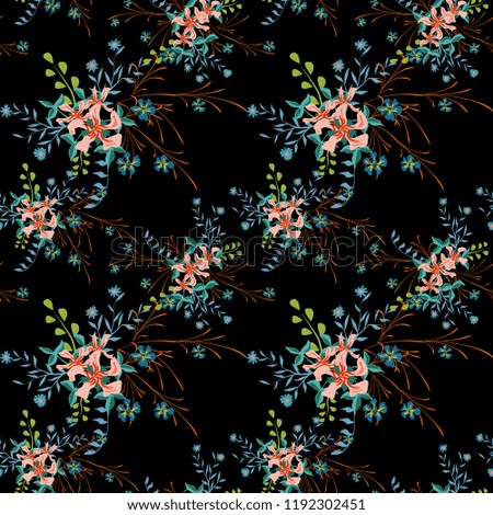 Small Floral Seamless Pattern with Gentle Wildflowers. Girlie Natural Background in Liberty Style with Small Blossoms of Daisy Flowers. Vector Ditsy Pattern for Fabric, Print. Floral Texture