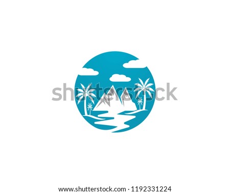 Coconut tree beach holidays logo vector