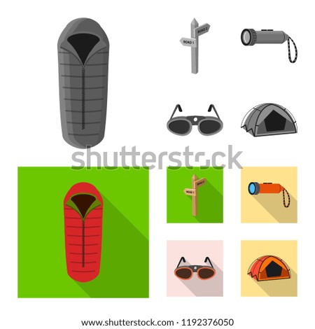 Isolated object of mountaineering and peak icon. Collection of mountaineering and camp stock vector illustration.