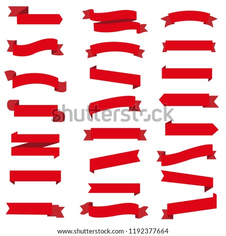 Red Ribbon Set InIsolated White Background With Gradient Mesh, Vector Illustration Royalty-Free Stock Photo #1192377664