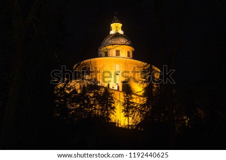 The Basilica of San Luca in Bologna by night